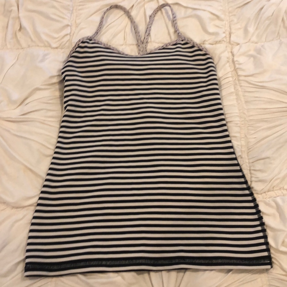 Lululemon power y tank. Black/white stripe. Size 6